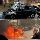 Фолксваген изгоря като факла на главната улица в петричкото село Първомай