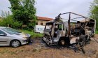 Огнен ад в село Изгрев! Пожар изпепели до основи камиона на строителния предприемач Иван Безински