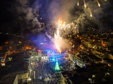 Грейна коледната елха в центъра на Петрич!