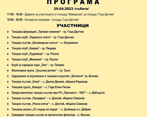 Международен ден на танца ще бъде отбелязан в Гоце Делчев