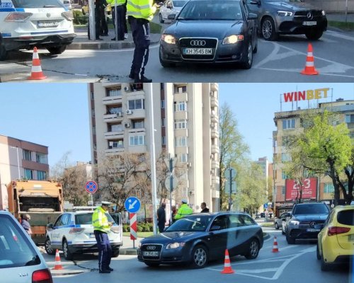 Пътен инцидент затруднява движението на най-натовареното кръгово кръстовище в Благоевград