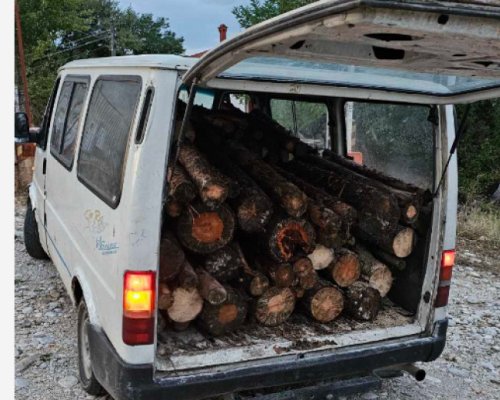 Задържаха микробус с незаконна дървесина