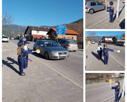 С намигване: Малки полицайки следят за трафика през село Места