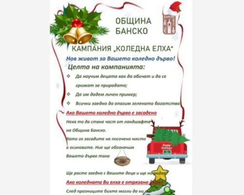 Кампания Коледна елха-да дадем нов живот на дърветата в Банско