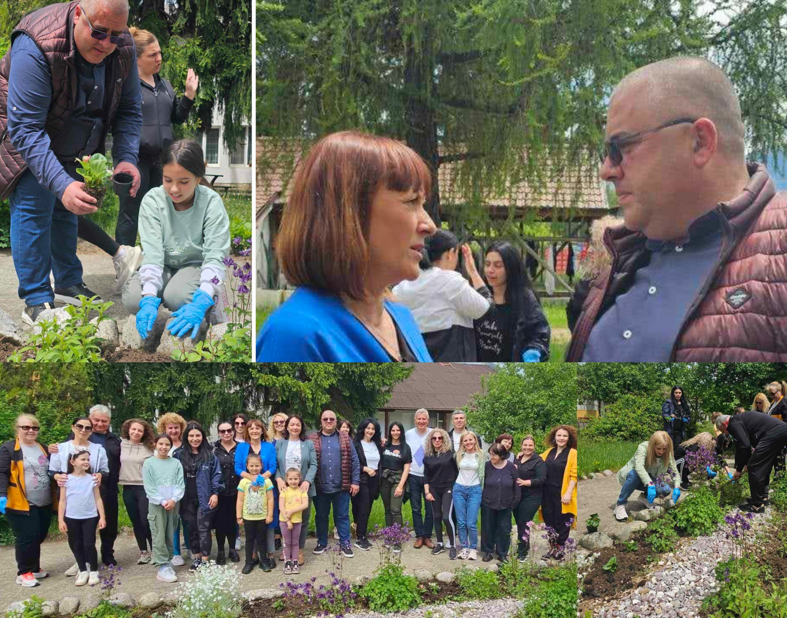 Марио Терзиев и Екатерина Йорданова садиха цветя в дома за стари хора в Разлог