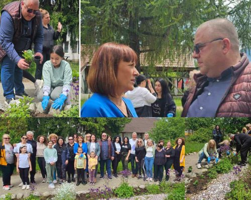 Марио Терзиев и Екатерина Йорданова садиха цветя в дома за стари хора в Разлог