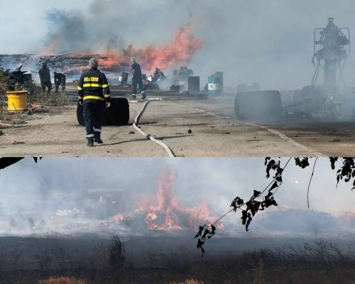 Голям пожар бушува на гара Кочериново! Горят над 200 кубика дървени трупи