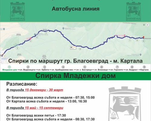Автобусът за линия Благоевград-Картала вече разполага с багажник за колела