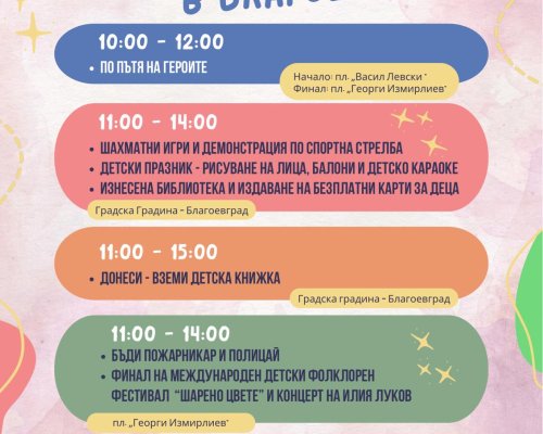 С много усмивки, музика, игри и специални изненади, Община Благоевград ще отбележи 1 юни-Международния ден на детето