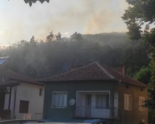 Огромен пожар в село Горно Спанчево: Огънят е в непосредствена близост до къщите