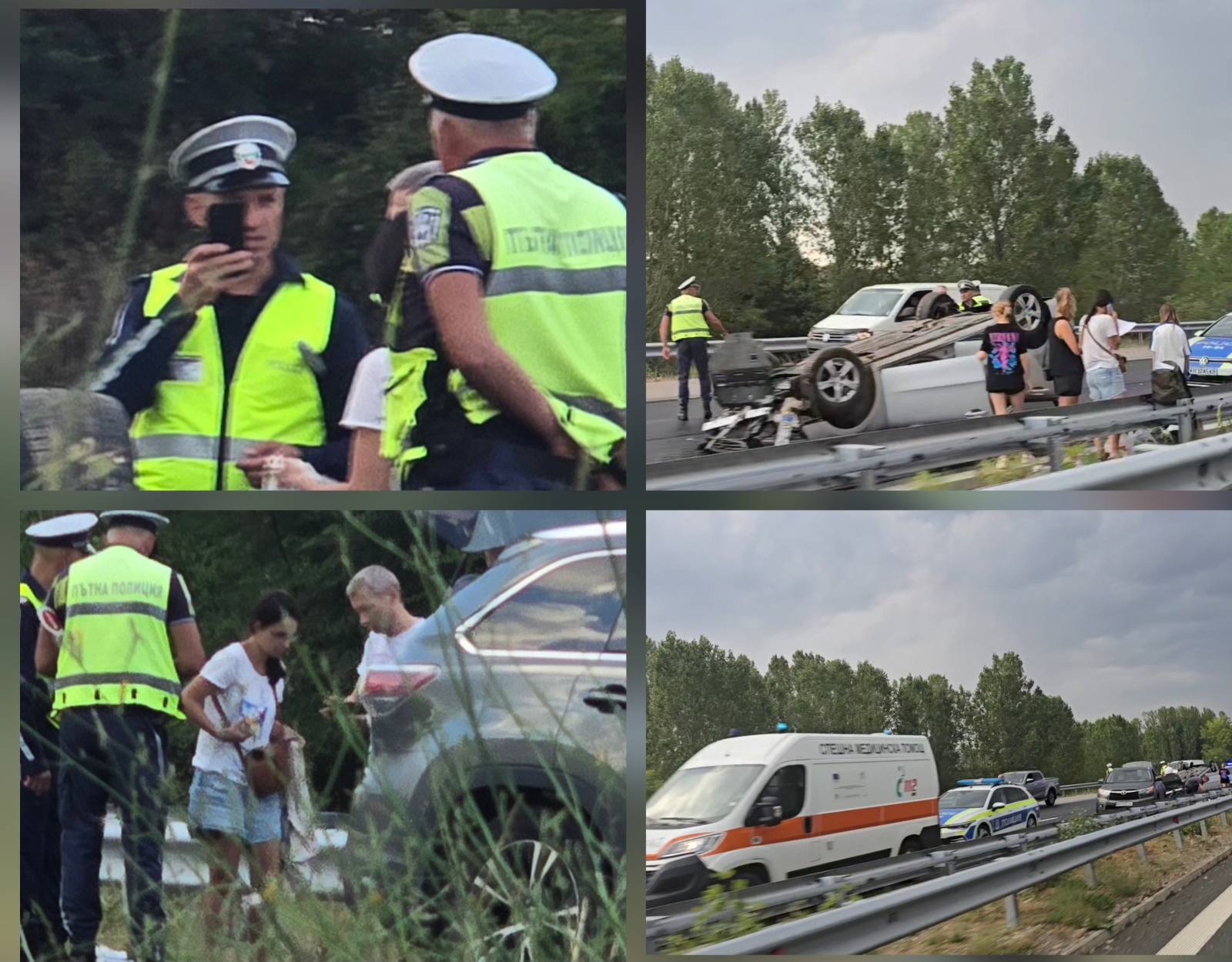 Кола се обърна по таван на АМ Струма край Бобошево, движението е затруднено