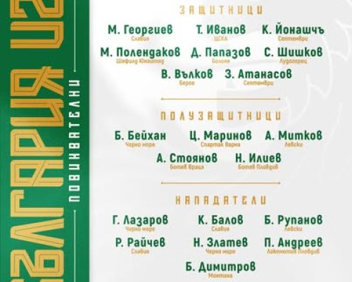 Александър Димитров обяви списъка на младежите за Европейските квалификации