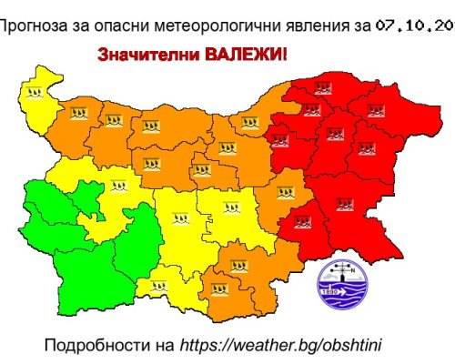 Прогноза за времето във вторник