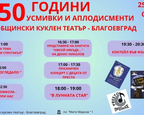 Общински куклен театър-Благоевград отбелязва 50-годишен юбилей