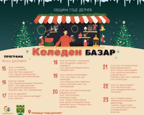 Официално откриват Коледния базар в Гоце Делчев днес