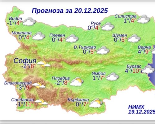 Облачно и мъгливо време в събота, слаби валежи на места