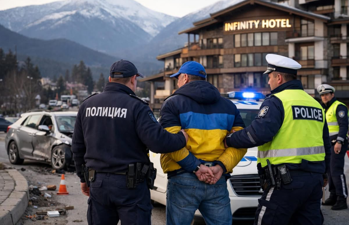 Кьоркютук пиян украинец катастрофира пред хотел в Банско Кьоркютук пиян украинец катастрофира пред хотел в Банско
