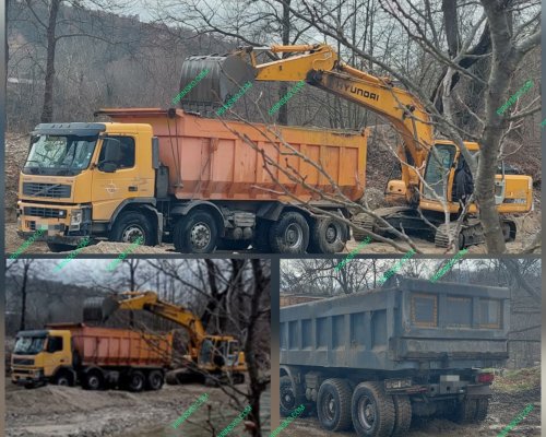 ДАНС, Басейнова дирекция и МВР задържаха три камиона и багер за незаконен добив на баластра край Катунци