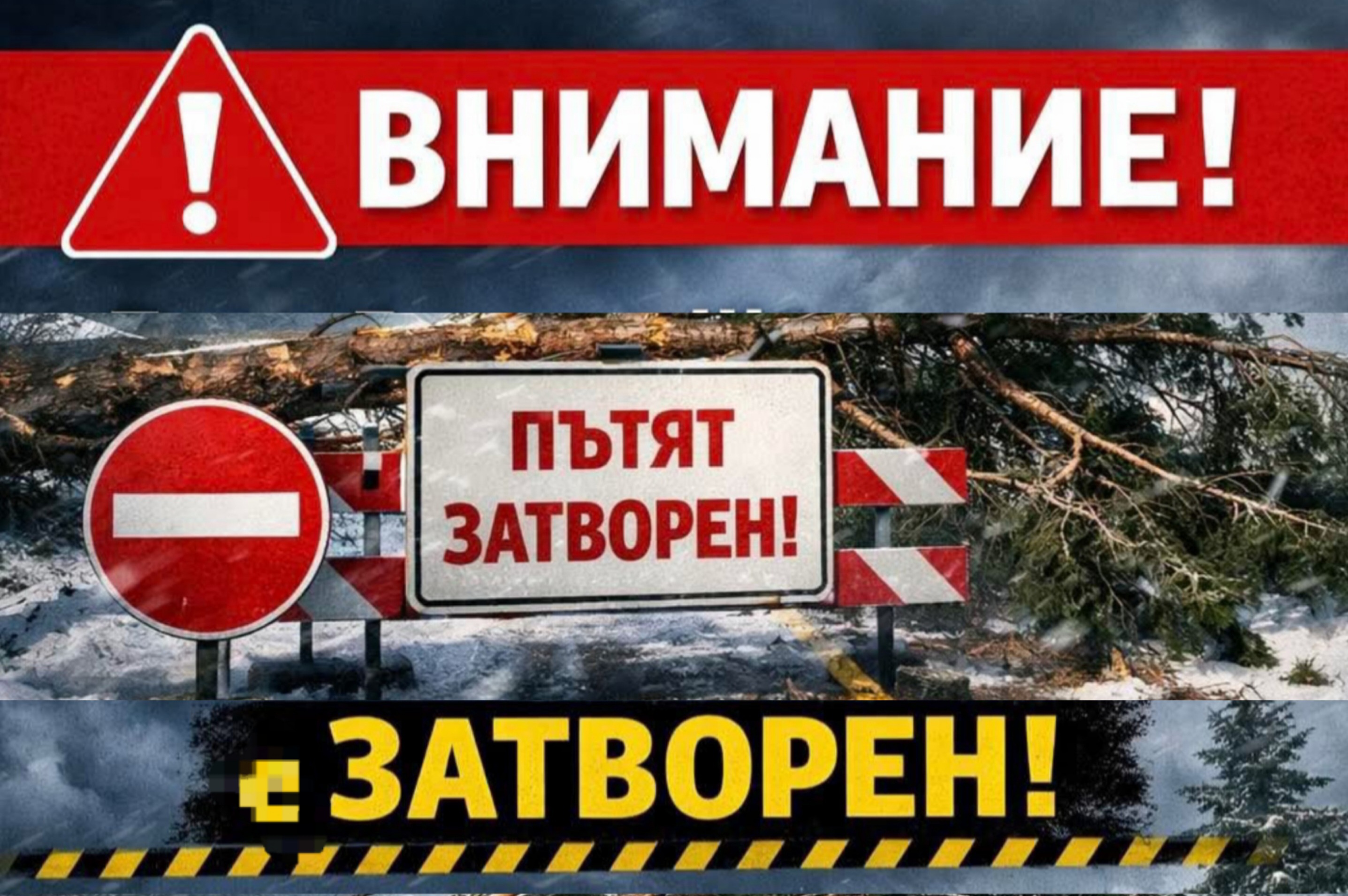 Пътят Русе-Разград-Шумен е затворен за движение на тежкотоварни автомобили над 12 тона заради снеговалеж и снегопочистване