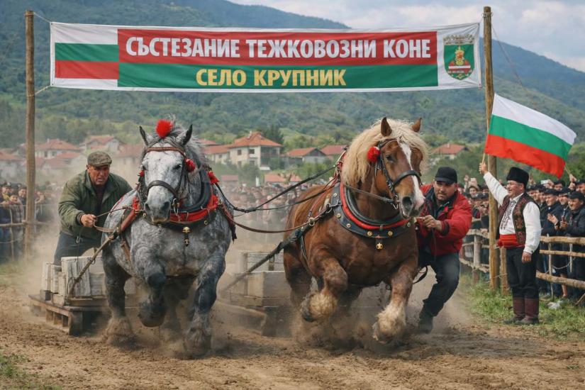 Крупник става арена на традиционно състезание с тежковозни коне