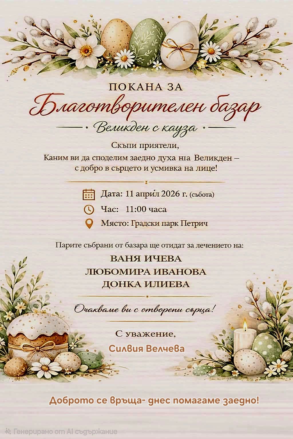 Великденски благотворителен базар в Петрич