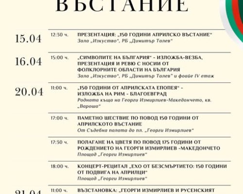 Благоевград отбелязва 150 години от Априлското въстание