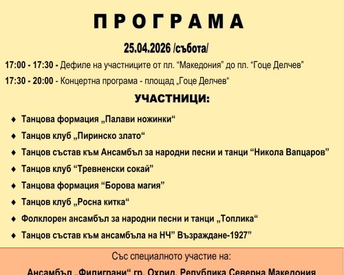 Международният ден на танца ще бъде отбелязан за седемнадесети пореден път в Гоце Делчев