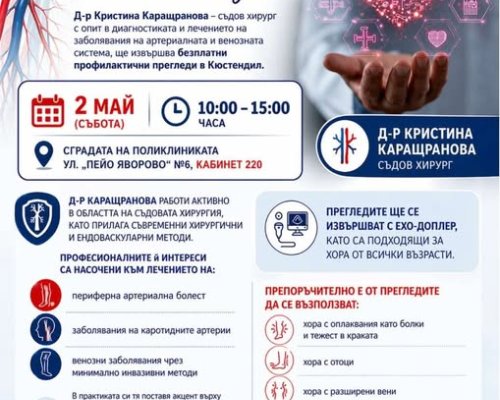 Безплатни съдови прегледи в Кюстендил
