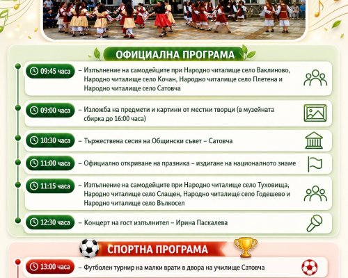 Сатовча чества своя празник на 6 май с много музика, спорт и заря