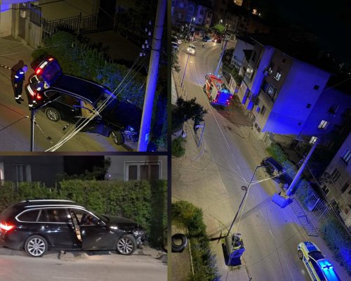 BMW се вряза в тротоар и скъса газопровод на ул.  Полковник Дрангов  в Благоевград