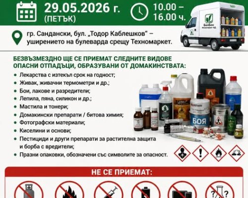 Кампания за събиране на опасни отпадъци от домакинствата в Сандански