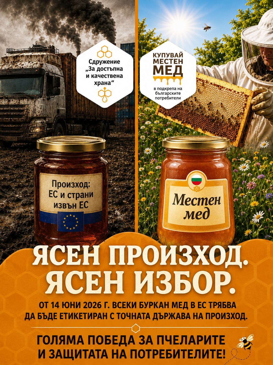 Историческа промяна в ЕС: задължително ясно обозначаване на произхода на меда Историческа промяна в ЕС: задължително ясно обозначаване на произхода на меда