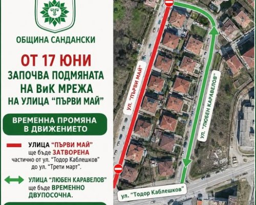 Започва подмяната на ВиК мрежата по ул. Първи май в Сандански