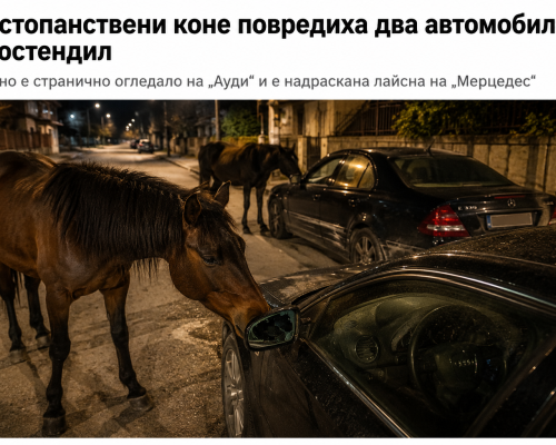 Безстопанствени коне повредиха два автомобила в Кюстендил