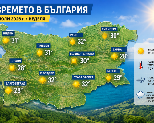 Слънце, слаб вятър и до 32°-прогнозата за неделя