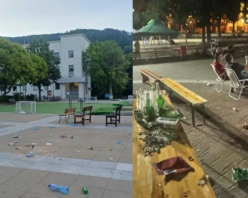 След мача Франция-Испания: Купища боклуци заляха  площадите в Благоевград и Пазарджик