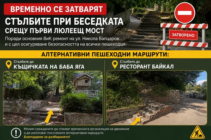 Основният ВиК ремонт налага временна промяна в пешеходния достъп в Сандански
