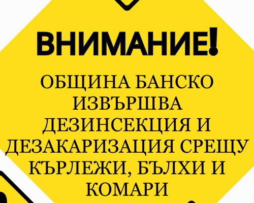 ВАЖНО: Дезинсекция и дезакаризация в Банско на 28 юли след 22:00 часа