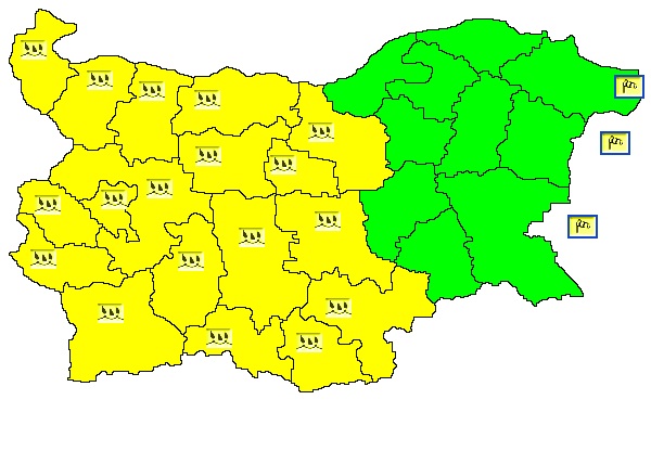 ВНИМАНИЕ! Жълт код за валежи е обявен за Благоевград и други 17 области